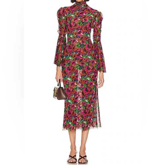 MISA LOS ANGELES Elektra Dress in Jewel Tone Flora NWOT Retail $345